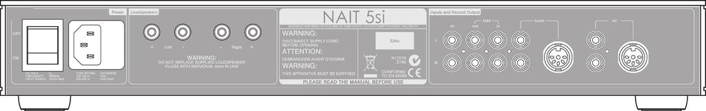 NAIT 5si 15 Controlli e connessioni 15.1 Controlli sul pannello frontale volume presa cuffie selezione sorgente 15.