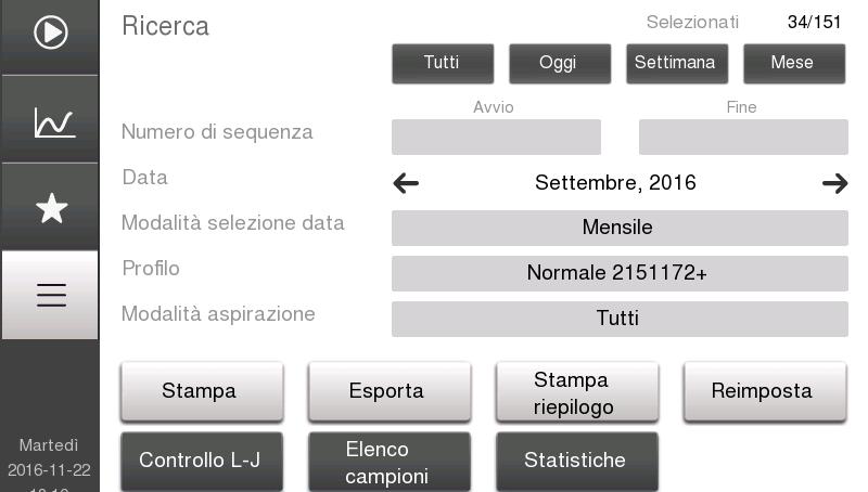 5. Controllo di qualità Funzioni di garanzia della qualità Funzione di ricerca per controllo e calibratore L operatore può eseguire ricerche nelle analisi precedenti di controllo e calibratore,