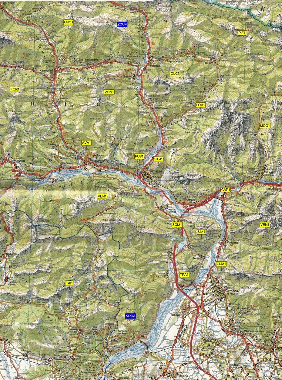 Fig. 21: Ubicazione delle stazioni GPS nell Area A.