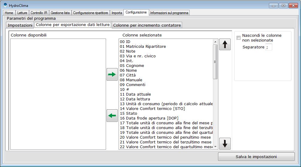 CSV readings autosave - by selecting this checkbox, the csv lecture file will be automatically autosaved. Buffer Logs it allows to select the directory for buffer savings.