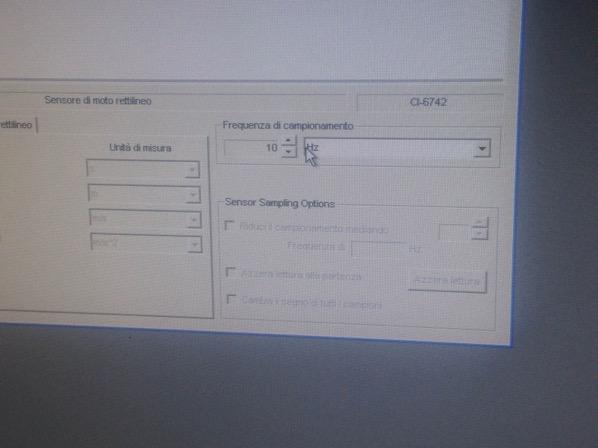 Software di acquisizione DataStudio Scelta della frequenza di campionamento Una volta selezione è possibile scegliere la