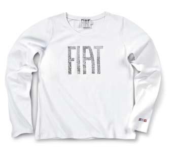 T-shirt manica corta bianco ricamo Fiat in raso turco Fiat embroidered crowsfoot satin