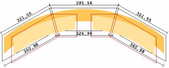 3.8.4 SCOMPOSIZIONE DI UN ARCO IN TRONCHETTI SCOMPOSIZIONE CON ALLINEAMENTO FUGHE La scomposizione con l allineamento delle fughe permette di ottenere i tagli dei tronchetti del Telaio e delle Ante