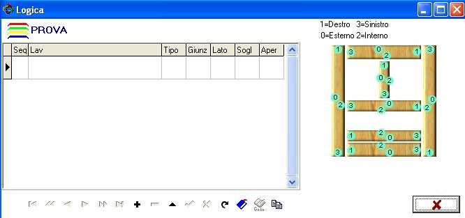 5.3 LOGICHE DI LAVORAZIONE Il menù LOGICHE serve per inserire le sequenze di lavorazione per ogni elemento.