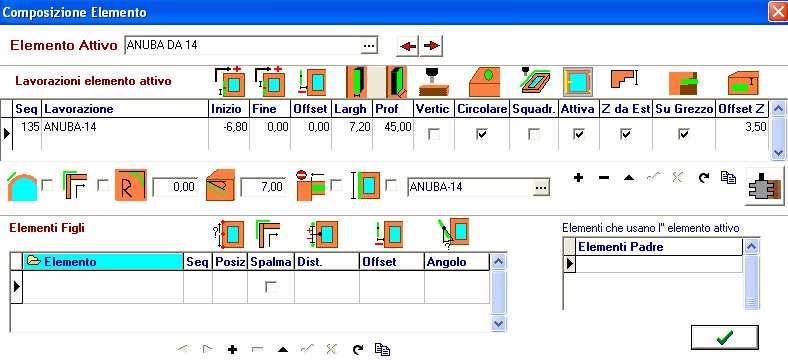 Applicazione Campo di selezione del gruppo di ferramenta Campo di ricerca rapida di un elemento di ferramenta Area contenente gli elementi di ferramenta configurati