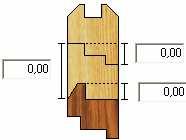 Impostazione delle profondità delle giunzioni Profondità del controprofilo del montante che entra nel traverso superiore in legno o viceversa Profondità del controprofilo del montante che entra nel