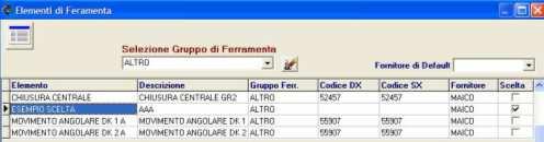 Se si carica una configurazione di ferramenta in cui non esiste una cremonese a maniglia variabile, il campo viene ignorato.