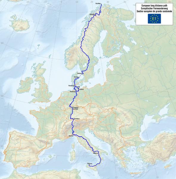 Sentiero Europeo E1 Grande sentiero d unione tra il nord Europa e il Mediterraneo centrale, inaugurato in data 2 luglio 1972 è organizzato dalla F.E.E. e dalla FIE nel settore italiano.