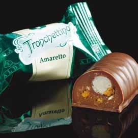min.) TRONCHETTINO TORRONCINO Torrone cream with grains of almond and pistachio coated with plain chocolate of high quality (cocoa