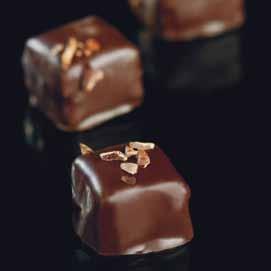 ) GIANDUJA Praline with pieces of toasted hazelnuts and almond paste coated with fine extra dark chocolate.