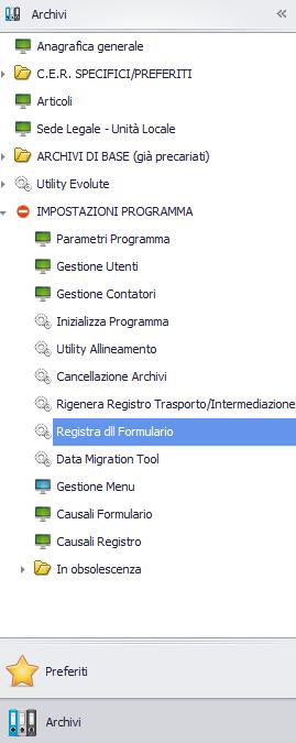 Registrazione della dll per la stampa dei formulari Allineare stampante ad aghi - Versione 17.