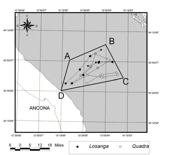 11. Appendice A: Descrizione dell area esplorata La campagna in mare per lo studio della selettività e dell efficienza del sacco tradizionale a maglia a losanga e di quello sperimentale a maglia