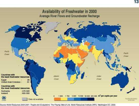 Le maggiori risorse di acqua dolce sono in luoghi inaccessibili