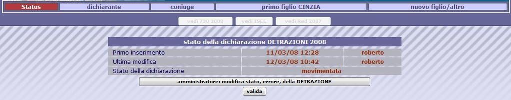 Il primo inserimento di un figlio a carico fa assumere a quest ultimo il ruolo di primo figlio, come visualizzato in figura sotto.