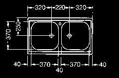 B.: Miscelatore a richiesta LXP862 E 144,00 BASE LAVELLO 90 cm Lavello 2 vasche monostampo Estetica OMNI Profondità vasca 16 cm