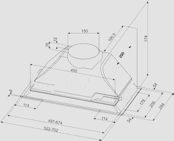 80172491190350 EAN13: 83589481130370 KSEG5XE 52 cm E 288,00 KSEG7XE 70 cm E 309,00 Cappa integrata a scomparsa Classe D 1 motore Portata max aspirazione 520 m 3 /h Acciaio inox satinato Comandi