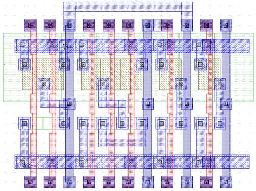 Half dder: Layout Sommatore 4 bit Il layout del circuito del Half-dder è complesso e di difficile comprensione nonostante contenga solo un numero limitato delle porte totali del sommatore bbiamo