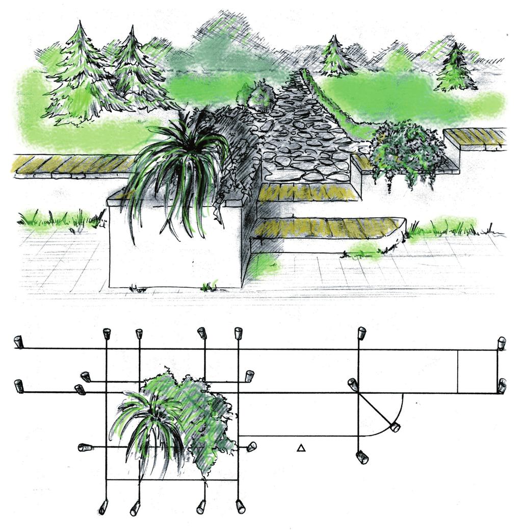 Il disegno sul terreno Approfondimento Figura 13 Costruzione di una fioriera in un giardino.