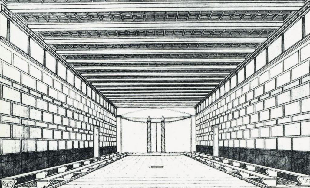 LA DECORAZIONE PARIETALE DI TIPO ARCHITETTONICO 73 Fig. 11. Samotracia, ricostruzione grafica dell interno dello Hieron (Lehmann 1969, tav. CVI).