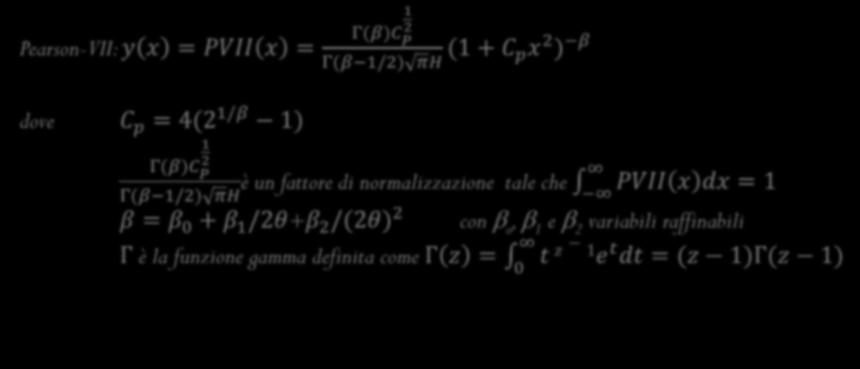 Γ(β)C P Γ(β 1/2) πh (1 + C px 2 ) β dove C p = 4(2 1/β 1) 1 Γ(β)C2 P è un fattore di normalizzazione tale