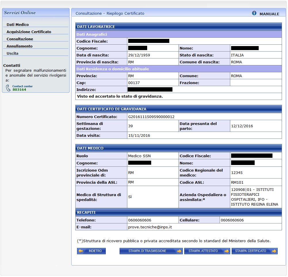 Figura 23: Servizio On-Line Certificato