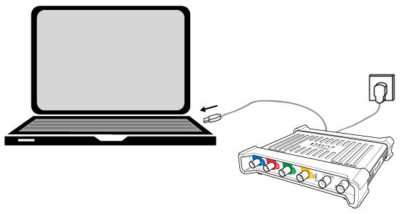 Guida all'uso degli oscilloscopi PicoScope serie 3000 A/B & D MSO 19 3. Installazione dell'oscilloscopio Dopo avere collegato un cavo USB tra il PC e l'oscilloscopio, Windows installa il dispositivo.