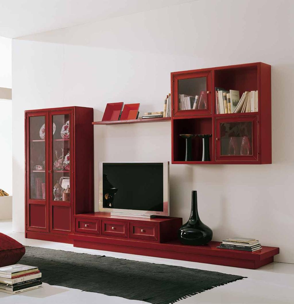 224 COMPOSIZIONE 9/G L. 325 - P. 56 Finitura: B - Rosso n 12 n. 1 Articolo 3534/B Vetrina 2 porte L. 90 - P. 36 - H. 170 n. 1 Articolo 3535/B Cassettiera 3 cassetti L. 119 - P.