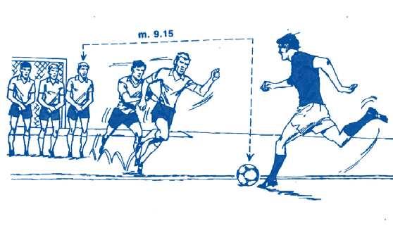 3. INFRAZIONE E SANZIONI Se, quando un calcio di punizione viene eseguito, un avversario è più vicino al pallone rispetto alla distanza prescritta, il calcio di punizione deve essere ripetuto, salvo