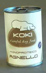 NEW KOKI - ALIMENTI PER CANE C800000 AGNELLO 400 G Composizione: carne di agnello 96%, sostanze minerali, gelatina vegetale, xilosio. Servire a temperatura ambiente.