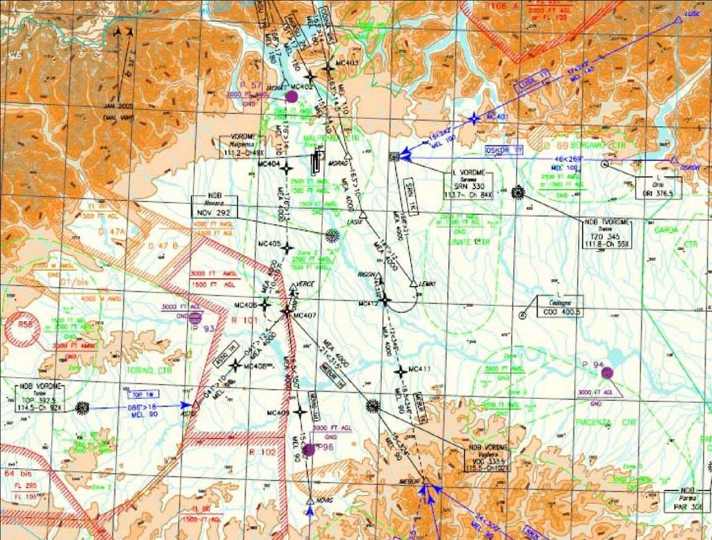 Come per le SID anche le procedure di arrivo possono essere suddivise in Transition e STAR, ed anch esse possono esser effettuate seguendo i criteri della Navigazione RNAV come mostrato sotto.