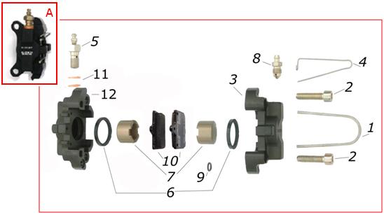 MaranelloKart 20 PINZA ANTERIORE VEN04/V06 VEN04/V06 FRONT CALIPER A FM0.0305D Pinza Ant.V04 / V06 DX Comp Front Brake Cal.V04/V06 RH Comp. 70,09 A FM0.0305S Pinza Ant.