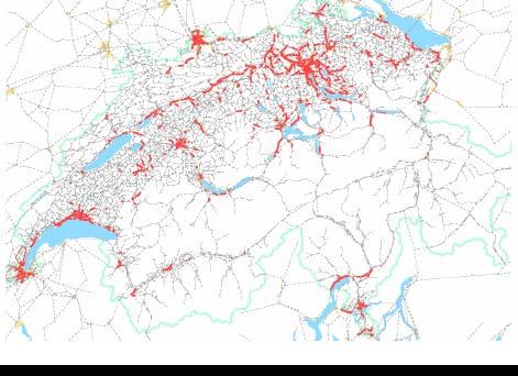 Sulle tratte segnate in rosso si prevede, entro il 2030, una diminuzione della velocità media del 5 per cento e oltre a causa del preventivato aumento del traffico 44.