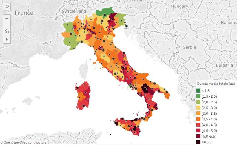 Allegato 3 Mappa con tempi dei tribunali