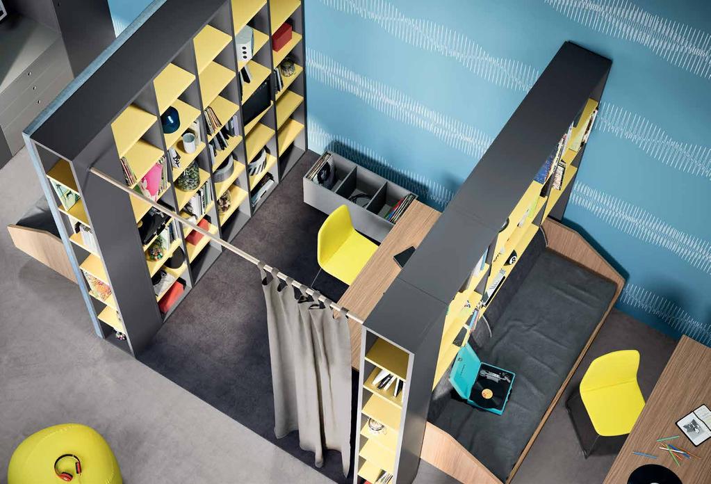 system libreria / bookcase Holly Loop system con tenda / with curtain free-system divano letto / sofa bed
