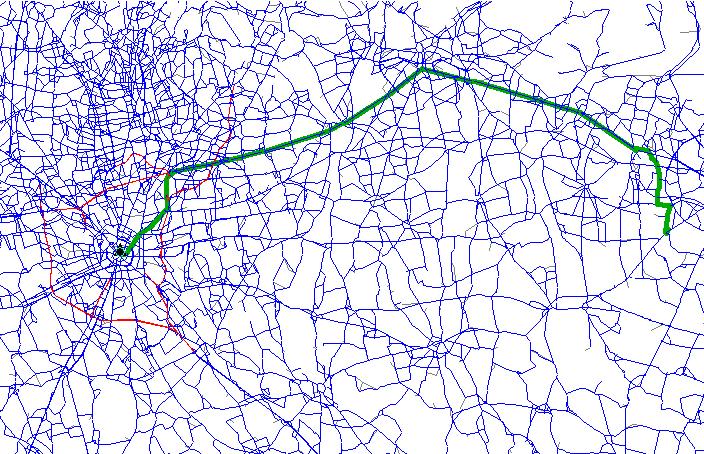 Modello di distribuzione 2/2 Matrici di skimming Utilizzando il grafo di rete stradale, per ciascuna coppia origine-destinazione sono state determinate le matrici: delle distanze (in km) dei tempi