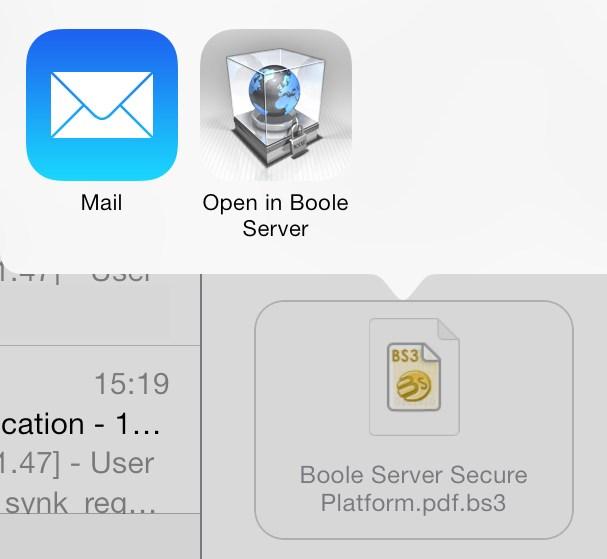 Aprire un file cifrato È possibile accedere al contenuto di un file protetto da Boole Server ricevuto sul dispositivo (ad esempio: in allegato ad un e-mail): 1.