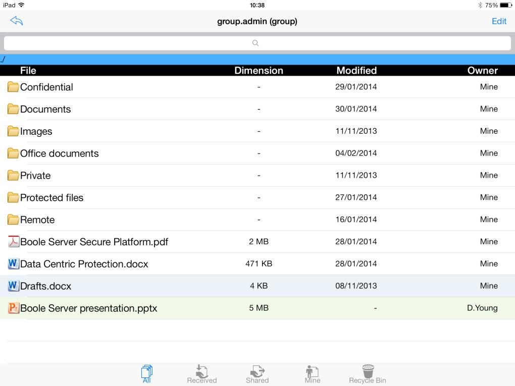 Condividere file e/o cartelle con altri profili di Boole Server È possibile condividere file e/o cartelle centralizzate con altri profili di Boole Server, ereditando le impostazioni di protezione e