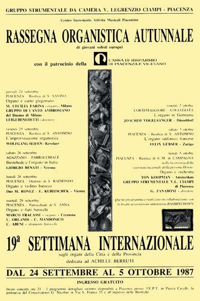 Pagine 151-202 (Convertito)-1 31-03-2004 12:56 Pagina 14 4 concerto - 28 settembre 1987 ORGANO E VIOLINO BAROCCO Oratorio di San Raimondo Musiche di: Merulo, Frescobaldi, Bull, Kerll, Buxtehude,