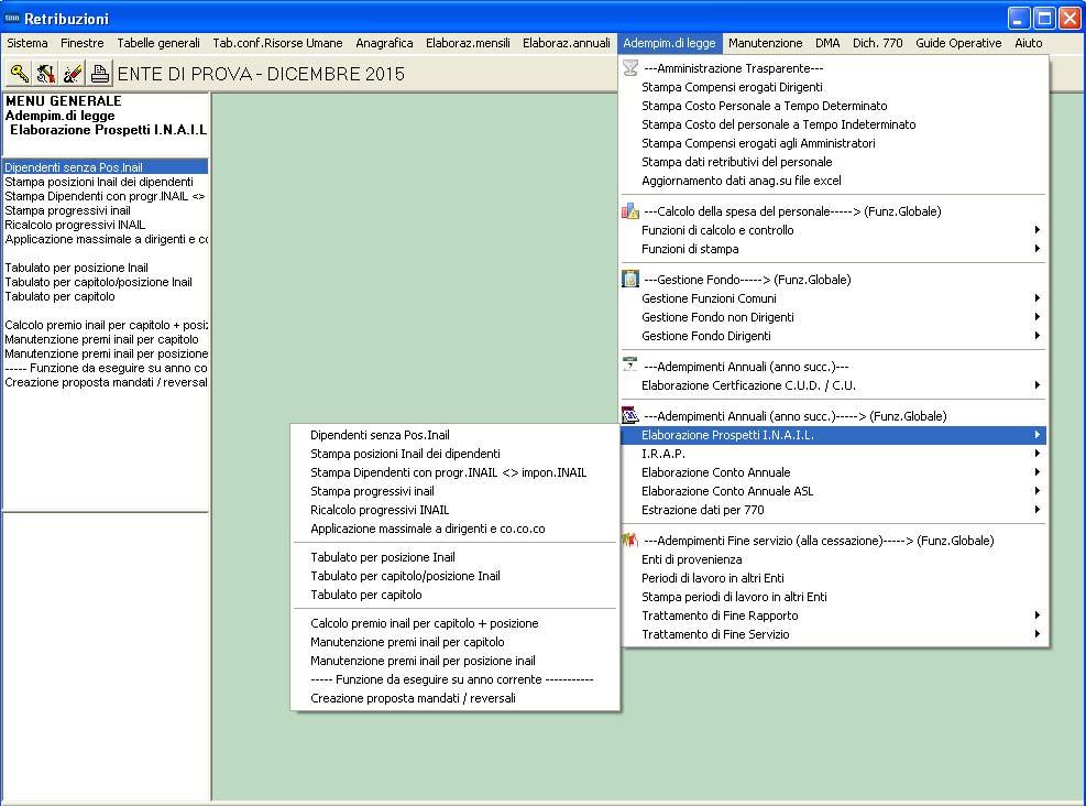 Guida Operativa Funzioni per Denuncia INAIL Lo scopo che si prefigge questa guida è quello di documentare le funzioni di supporto alla predisposizione della Denuncia INAIL.