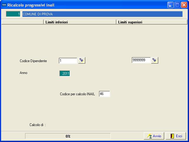 Adempim.di legge o Elaborazione Prospetti I.N.A.I.L. Ricalcolo progressivi Inail.