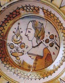 Посљедња од барског патрицијског рода Далмас 57 Jedan od njih u središnjem medaljonu prikazuje ženski profil; lik s poprsjem za koji se generalno uzima da stoji u vezi s hommageom naručioca, smatra