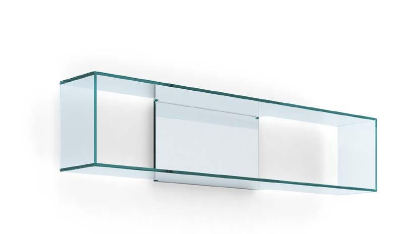 Disponibili nelle finiture trasparente o extrachiaro. Wall shelf in glass and mirror.