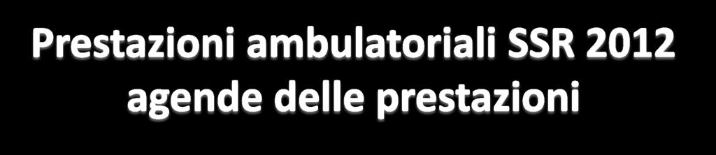 Gestione agende delle prestazioni in % del SSR 2012 soggetto erogatore Modalità Totale (%) Strutture Prenotazione RECUP (tel.