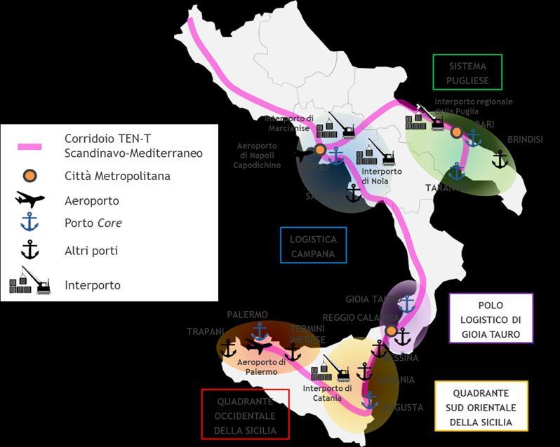 IL PON I&R E LE AREE LOGISTICHE INTEGRATE Il PON I&R ha individuato cinque Aree Logistiche Integrate nelle Regioni del Mezzogiorno d Italia, richiamate anche dal PSNPL: - L ALI del sistema Pugliese