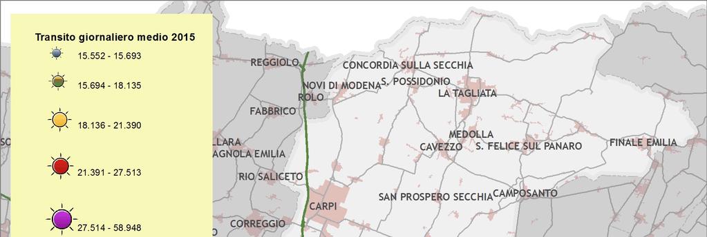 RAPPORTO ANNUALE DI MONITORAGGIO Transiti giornalieri medi - provincia di Modena %