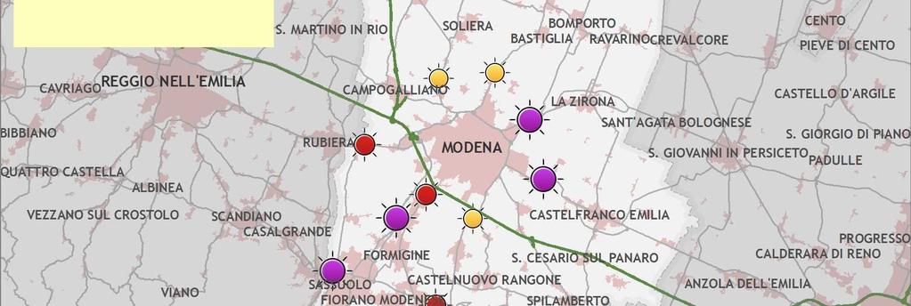 Modena-Sassuolo tra Modena e Baggiovara.8 3.9 8, 9 MO SP tra Modena e Navicello 3.8., 3 3 MO SP tra SP 8 e confine provinciale 8.