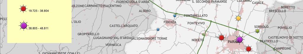 tangenziale nord di Parma (intersezione SP 33R) e l'intersezione SP R 8.