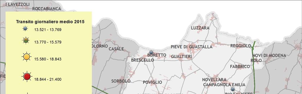 RAPPORTO ANNUALE DI MONITORAGGIO Transiti giornalieri medi - provincia di Reggio Emilia % Transiti pesanti