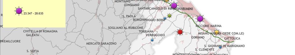 89 9 3, 3 RN SS tra Rimini e San Marino 3.3 99,3 3 RN SP 3 tra Casello A Rimini Nord e SS.3.3,9 3 RN Via Adriatica (ex SS ) tra Riccione e Misano Adriatico 8.