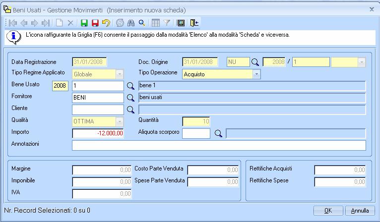 3. inserimento in prima nota nella stessa data della nota di credito di un acquisto con la